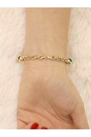 14 Ayar Altın Büyük 3 Gözlü Doç Bileklik Altın