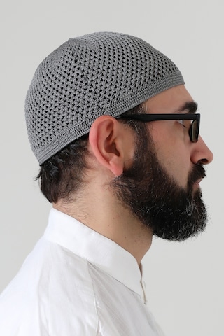 Örme Esnek Orlon Namaz Takke - Gri - Smz