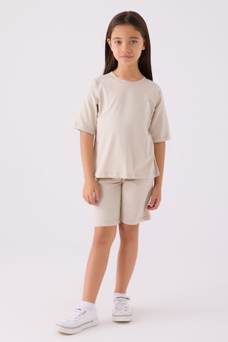 U.S. Polo Assn. Kız Çocuk Krem Bermuda Takım Us1848-c-v19 KREM