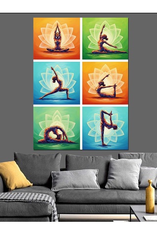 Yoga Pozları Sağlıklı Yaşam Dekoratif Kanvas - Mdf Ahşap Tablo