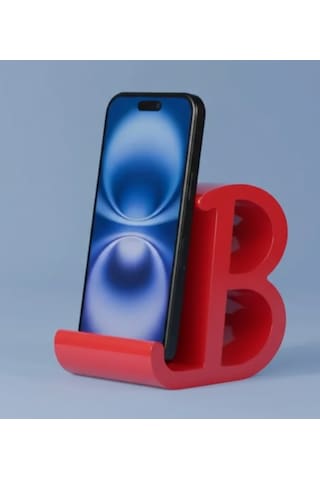Dekoratif B Harfi Tasarımlı Masaüstü Akıllı Telefon Standı Ve Tutucu Kırmızı