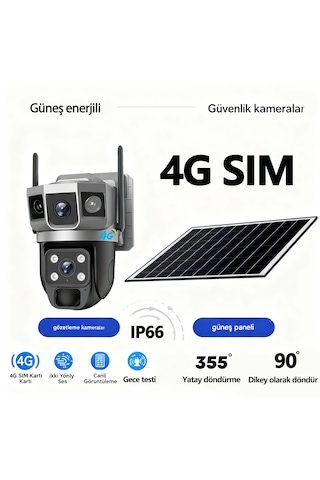 6mp Akıllı Alarmlı 4g Kamera Anında Bildirim, İnsan Takip, Gece Renkli, Solar Enerji Güneş Enerjili