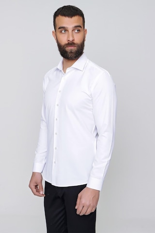 Efor Slim Fit Pamuk Saten Klasik Beyaz Gömlek Gk 604 Beyaz