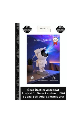 Özel Üretim Astronot Projektör Gece Lambası Lw6 Beyaz Stil Oda Zamanlayıcı Çok Renkli