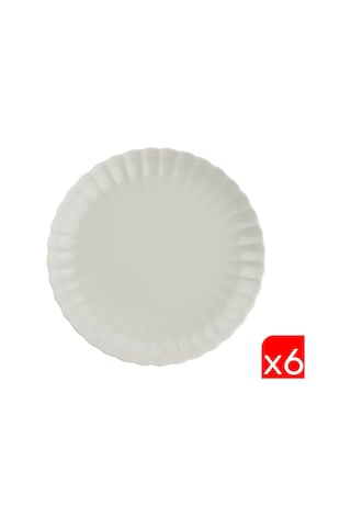 Kütahya Porselen Bone Luz Krem Servis Tabağı 27cm 6 Lı Çok Renkli