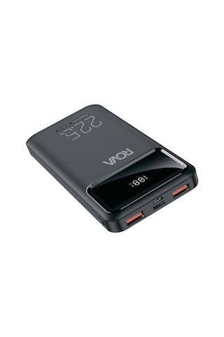 Rova Pws608 Power Bank Hızlı Şarj Göstergeli Pd 10.000 Mah 22.5v Destekli Kvk Garantili Siyah