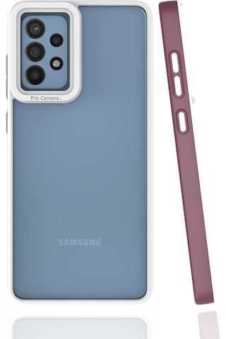 Zore Galaxy Uyumlu A72 Kılıf Msra Mima Kapak - Mürdüm Mürdüm