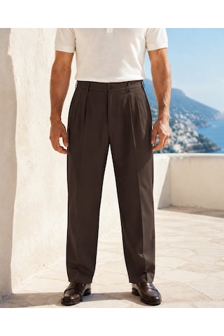 Danger Erkek Baggy Fit Pileli Kumaş Pantolon Kahverengi 0172dngr