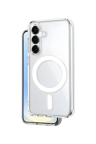 Samsung Uyumlu S23 İçin Kılıf Kamera Korumalı Magsafe Wireless Şarj Özellikli Şeffaf Kılıf