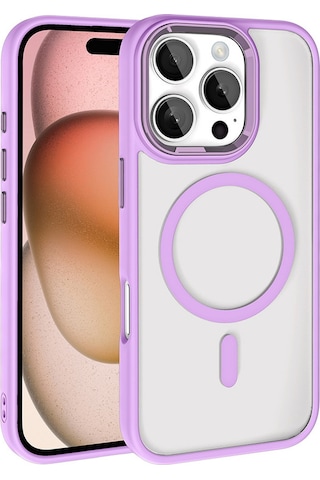 Apple iPhone 16 Pro Kılıf Wireless Şarj Özellikli Casen Krom Magsafe Silikon Kılıf