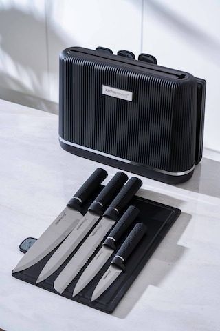 Cooper 10 Parça Standlı Kesme Tahtası Ve Bıçak Seti Siyah