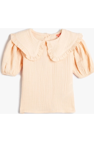 Koton Bebe Yaka Bluz Fırfır Detaylı Kısa Kollu Pembe 4smg60025aw 4SMG60025AW265 Pembe