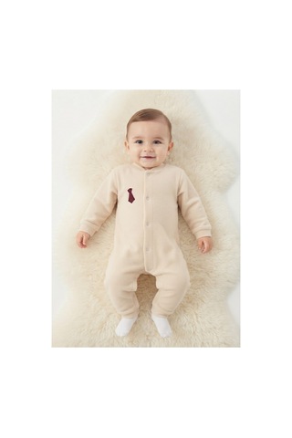 Gülerçocuk Kışlık Termal Soft Dokulu Mürdüm Kravat Detaylı Bebek Tulumu Bej - 931448853 Bej