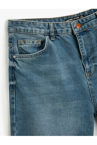 Koton Loose Fit Kot Bol Pantolon - Steve Jean Açık İndigo 3sam40125nd 3SAM40125ND600 Açık İndigo