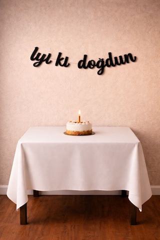 Siyah İyi Ki Doğdun Banner Doğum Günü Süsü Kaligrafi Yazı Parti Süsleme Siyah Renk
