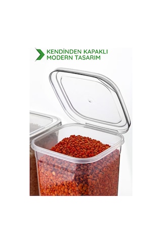 Etiket Hediyeli 12'li Set Kendinden Kapaklı 1150ml. Kare Saklama Kabı - Mikrodalga Ve Difrize Uygun Beyaz