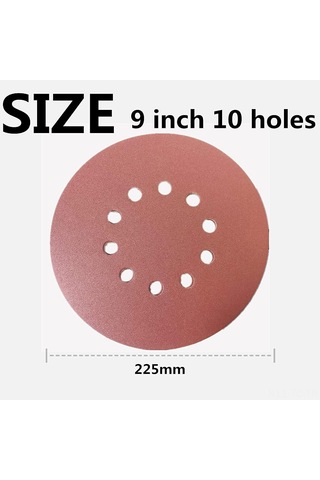 Skycity Duvar Zımparalama Makinesi İçin 9 İnç 10 Delikli 225mm Floklu Zımpara Diski Seti - P60/p80/p120/p150/p240/p320 Tanelekleri 30 Adet