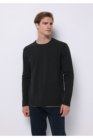 Colin's Colins Regular Fit Yuvarlak Yaka Jakarlı Erkek Yeşil Uzun Kol Tişört Cl1076433 Q1.v1 Kha Haki