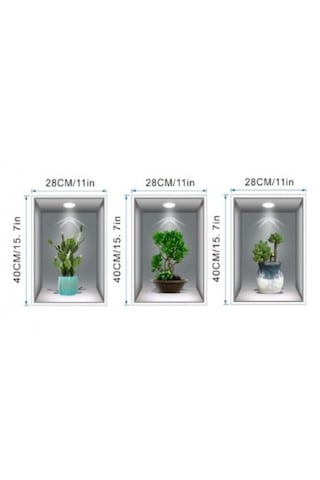 3d Çiçek Vazo 3 Lü Set Gri Fon Duvar Sticker Renkli