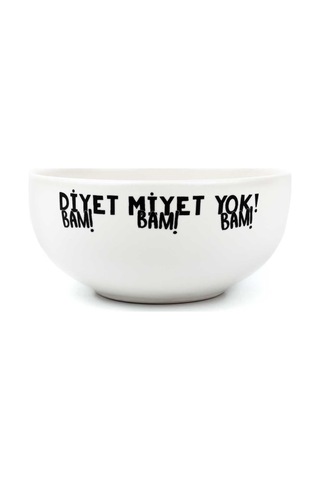 Diyet Miyet Yok Krem Seramik Kase - Hediye Seramik Kase