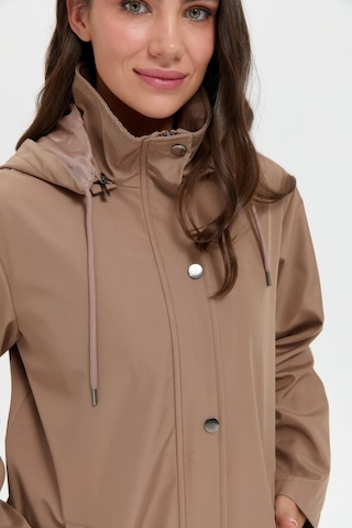 Desen Triko Kadın Kapüşonlu Yan Cepli Kısa Trençkot 24417 Vizon Vizon