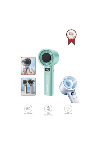 Torima F-21 Yeşil Dijital Ekranlı 120 Hız Ayarlı Taşınabilir Mini Fan