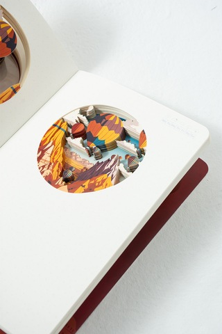 3d Kapadokya Temalı Sert Kapak Pencereli A5 Günlük Not Defteri Kırmızı