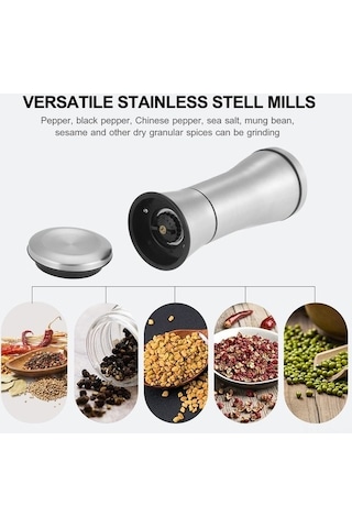 Ulzyvf 304不锈钢香料磨 - 调节式盐&胡椒研磨器 银色 Gümüş