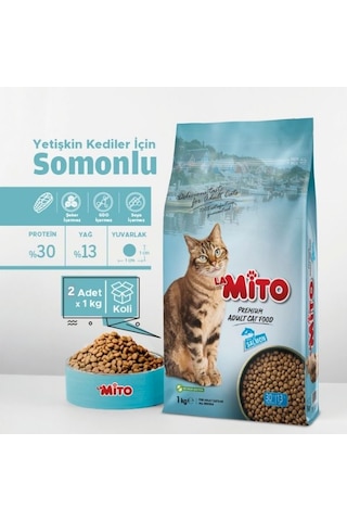 Lamito Adult Cat Somonlu Yetişkin Kedi Maması 1 Kg - 2 Adet