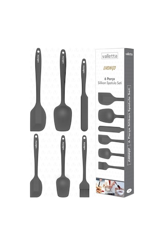Valletta Drongo Isıya Dayanıklı Yanmaz Spatula Seti Gri