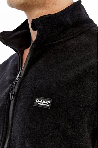 Champp Tam Fermuarlı Siyah Unisex Polar Beyaz - Siyah