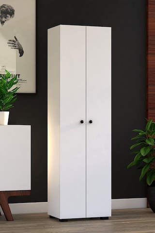 Tocco 1001 Ela 2 Kapaklı 8 Raflı Çok Amaçlı Dolap-Beyaz