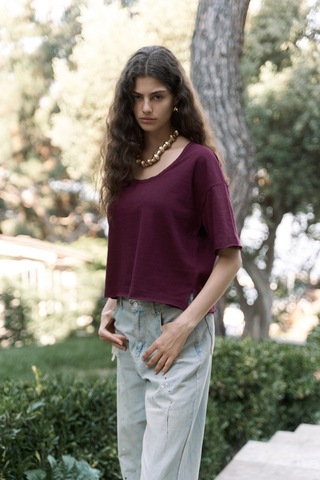 Bohemai Ripley Yarım Kol Bordo T-shirt Bordo
