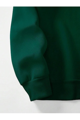 Unisex Dik Yaka Yarım Fermuarlı Oversize Sweatshirt 001