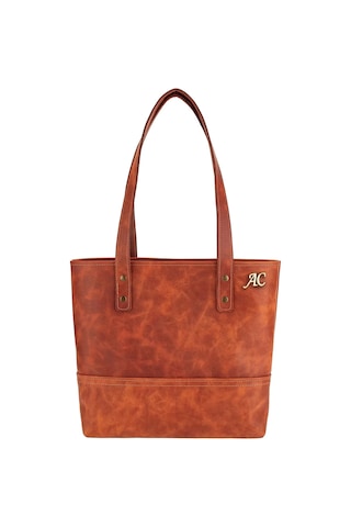 Twingold İsme Özel Tote Bag El Omuz Çantası - %100 Rainbow Deri - Ac03003 - Tobacco Tobacco