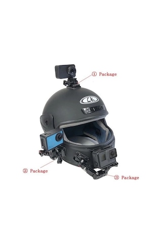 Oem Marka Gp11 Aksiyon Kameraları İçin Kask Bağlantı Aparatı Seti K2 Siyah