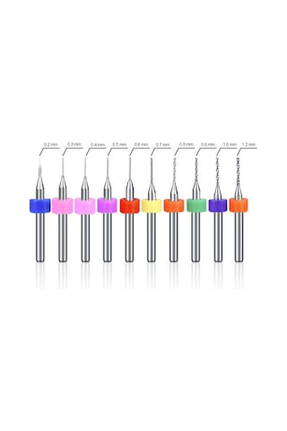 Koodmax 10 Adet 3d Yazıcı Micro Matkap Ucu Çelik Set 0.2-1.2mm Karbür Nozzle Temizleme İğnesi Kutulu