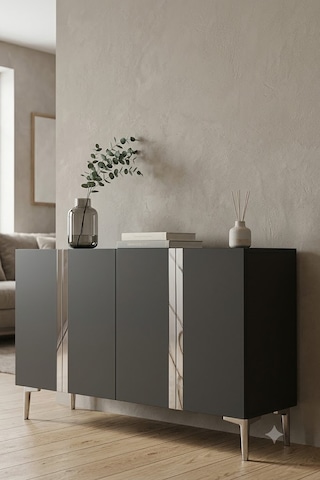 Ka1298as Anka Konsol Ve Tv Sehpası Antrasit-silver 120cm
