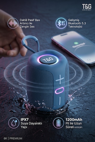 Taşınabilir Kablosuz Bluetooth Hoparlör Rgb Led Işıklı / Fm Radyolu Tg-658