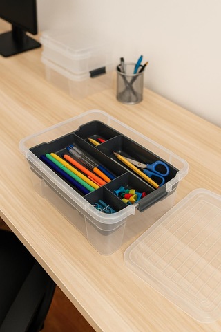 3,20 L Şeffaf Saklama Kutusu & Organizer Düzenleme Kutusu Şeffaf