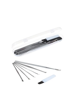 Ollevra 6 Parça Paslanmaz Çelik Kulak Balmumu Toplayıcı Çıkarıcı Temizleyici Bakımı Çubuk Seti Gri