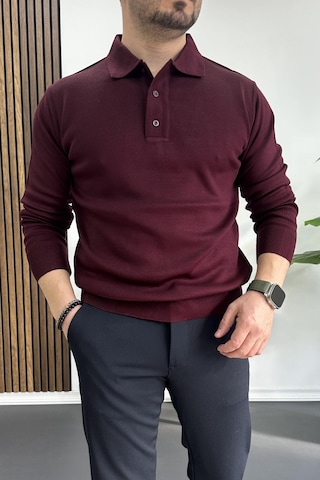 Erkek Düğmeli Polo Yaka Kazak Bordo Edw231 Bordo