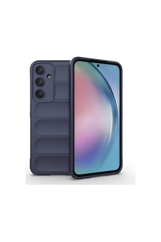 Galaxy Uyumlu A55 Kılıf Esnek Tpu Oyuklu Arka Yüzey Tasarımlı Zore Etnik Silikon Kapak Lacivert