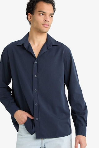 Defacto Regular Fit Polo Yaka Dokuma Uzun Kollu Gömlek F6341ax25aunv163 Lacivert