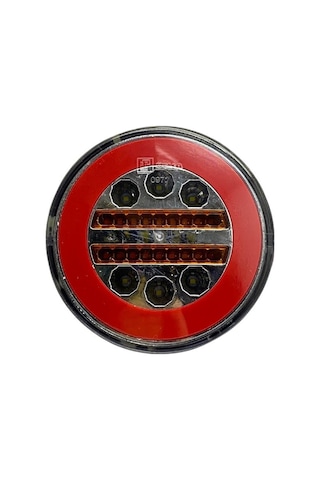 12v Stop Lambası Yuvarlak Neon Ledli 4 Fonksiyonlu Kırmızı-beyaz 140 35 Mm