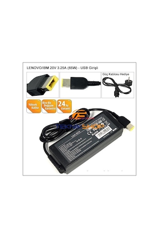 Lenovo Uyumlu 20V 3.25A Usb 65W Notebook Adaptörü KARE UC RNA-IB07