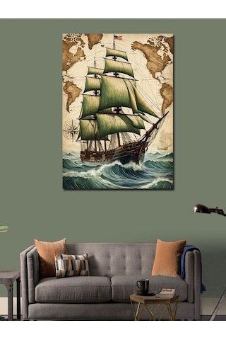 Kanvas Tablo Rüzgarlı Yelkenli Gemi 50cmx70cm
