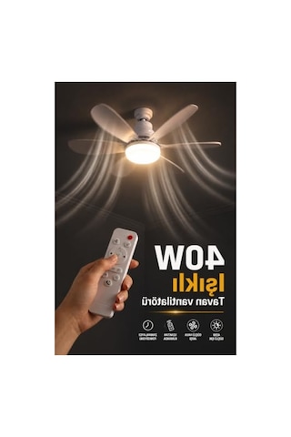 Uzaktan Kumandalı 40w Tavan Tipi Fan, Led Aydınlatmalı, Beyaz 01G Taba