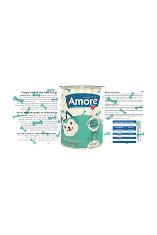 Amore Puppy Kuzu Etli Pirinçli Ezme Yavru Köpek Konserve Maması 18 x 400 G