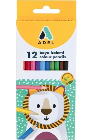 Adel Kuru Boya Kalemi Tam Boy Karton 12 Renk